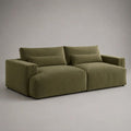 Divano 2 posti verde oliva con seduta profonda, 220 x 110 x 85 cm, rivestimento in tessuto