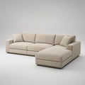 Divano angolare 3 posti in tessuto beige con penisola destra, 285 x 170 x 82 cm