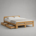 Letto matrimoniale in legno massello di pino naturale con rete a doghe e 2 cassetti, per materasso 160 x 200 cm, dimensioni 168 x 208 x 82 cm
