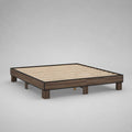 Struttura letto matrimoniale 160 x 200 cm in legno e acciaio, marrone noce e nera, dimensioni 204 x 164 x 30 cm, con rete a doghe