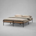 Struttura letto matrimoniale rettangolare 166 x 206 cm per materasso 160 x 200 cm, in acciaio nero e rattan naturale