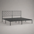 Letto matrimoniale 180 x 200 cm in acciaio nero con rete integrata e testiera geometrica