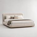 Letto matrimoniale imbottito in tessuto bouclé beige chiaro, 190 x 225 x 110 cm, rete 160 x 200 cm e testiera