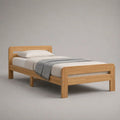 Letto singolo in bambù massello naturale con rete a doghe, 99 x 209 x 90 cm, per materasso 90 x 200 cm