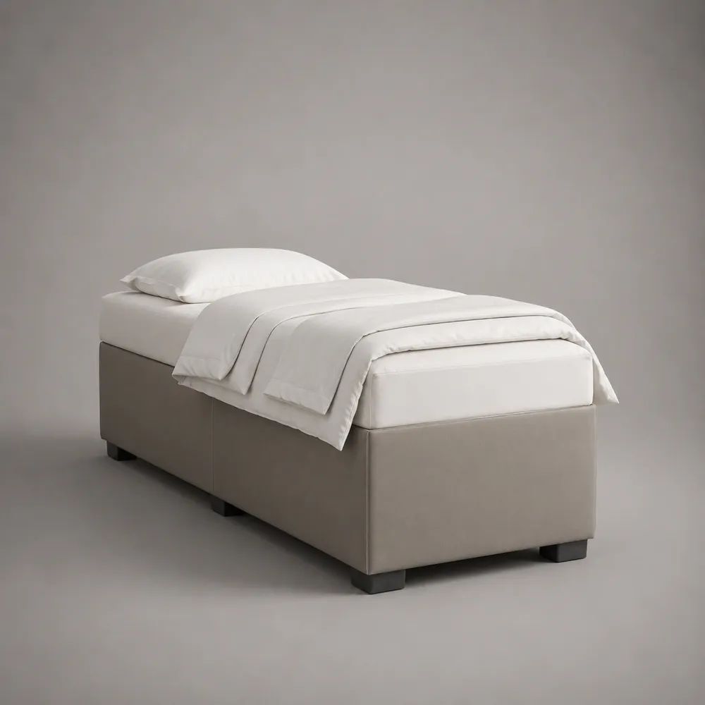 Letto singolo imbottito a 3 elementi 90 × 200 cm grigio tortora e bianco con materasso