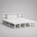 Letto matrimoniale 180 x 200 cm bianco in legno con piattaforma e testiera libreria