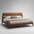 Letto matrimoniale 160 x 200 cm in legno massello di noce marrone con testiera e rete a doghe