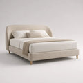 Letto matrimoniale imbottito 160 x 200 cm in tessuto bouclé crema con testiera, 176 x 220 x 110 cm
